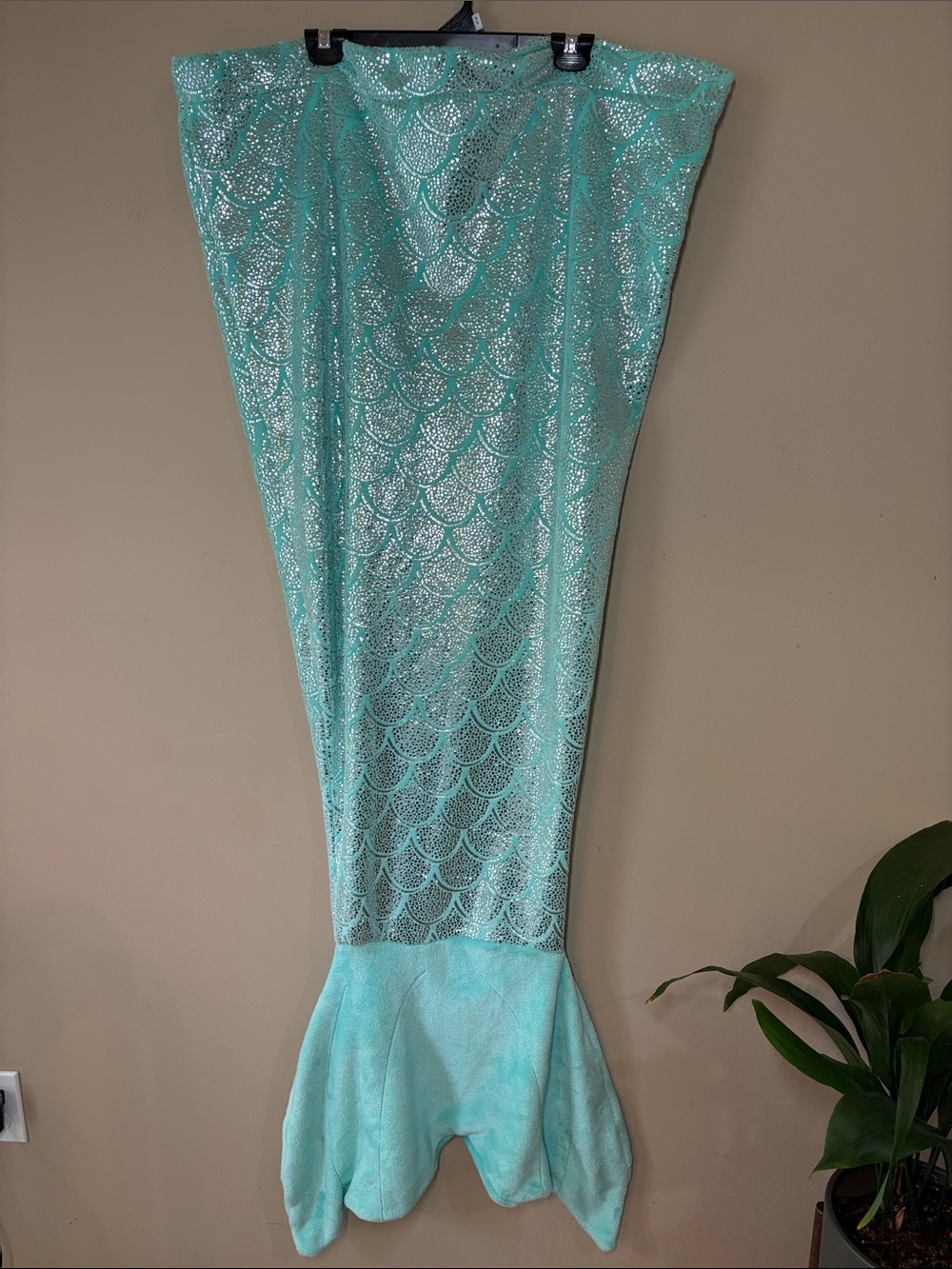 Justice Turquoise Mermaid- Silver Glitter Scales Blanket/Snuggie